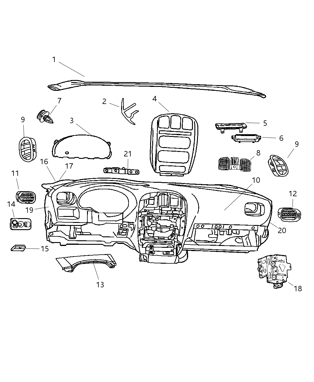 Mopar ZH71ZJ8AA Pad-Instrument Upper