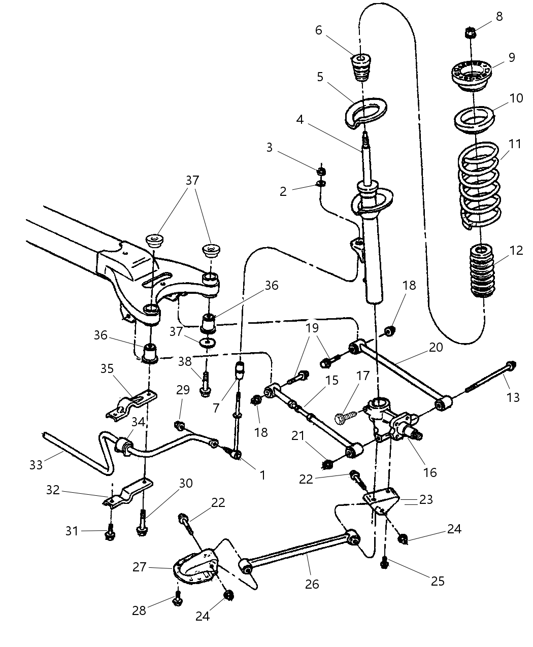 Mopar 4895000AC Damper Strut Rear Suspension