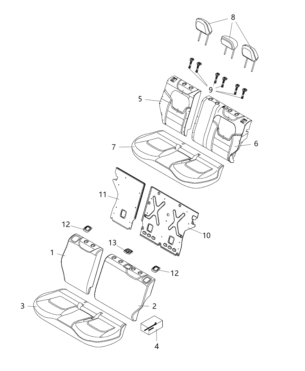 Mopar 6SJ52U00AA Rear Seat Back Cover Left