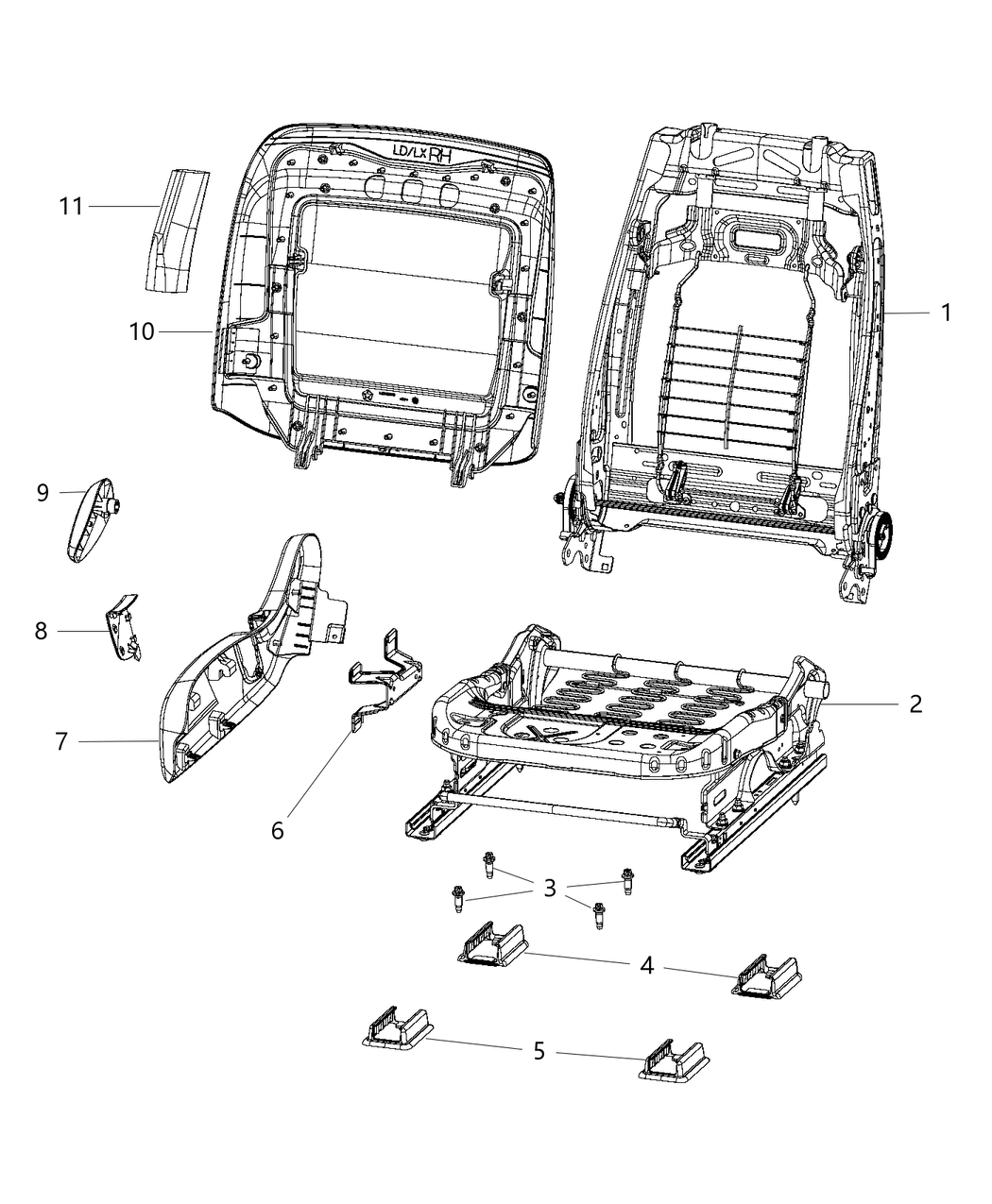 Mopar 68334704AA Frame-Front Seat Back