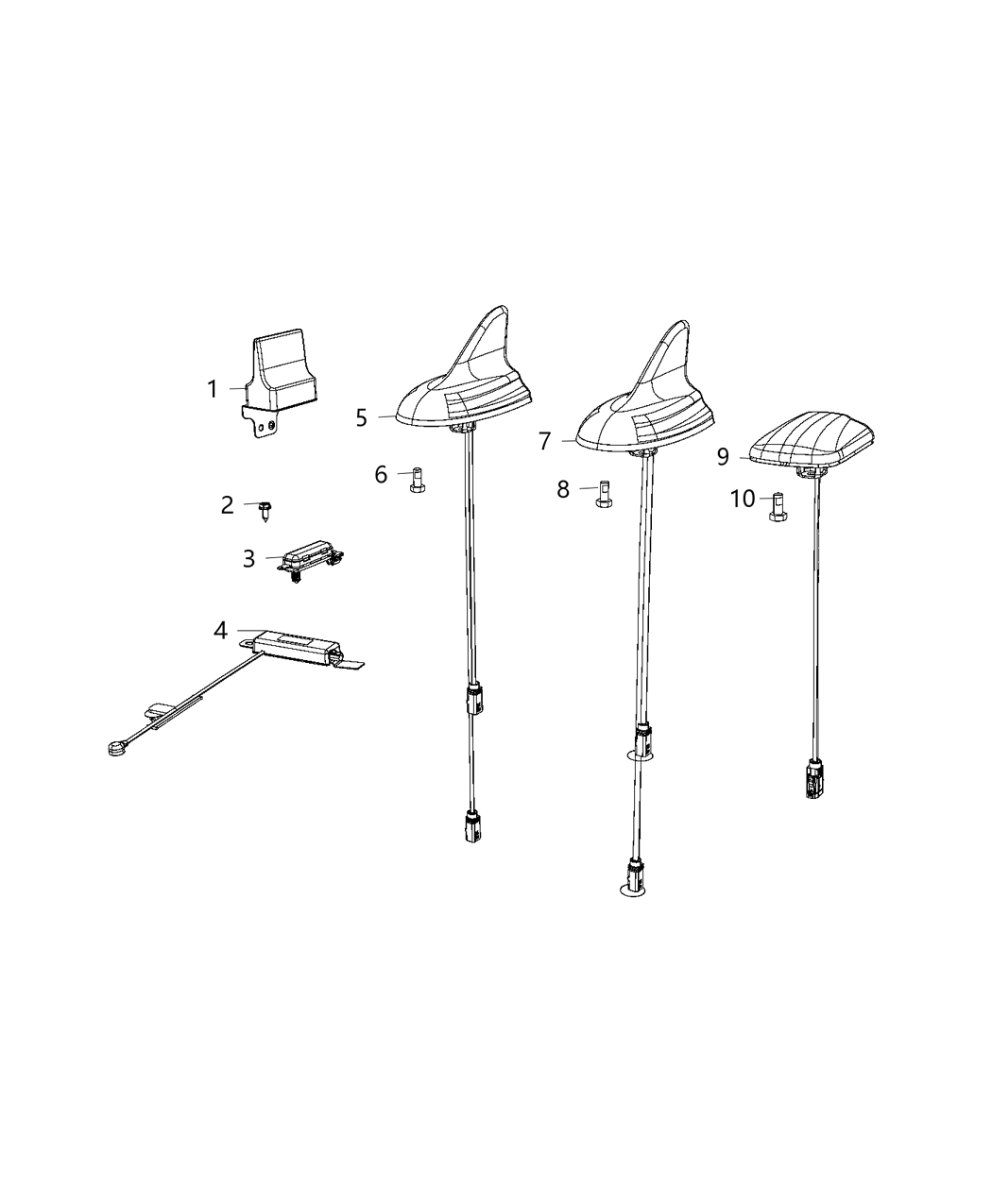 Mopar 5YS48RFQAA Antenna-Cable & Base Assembly