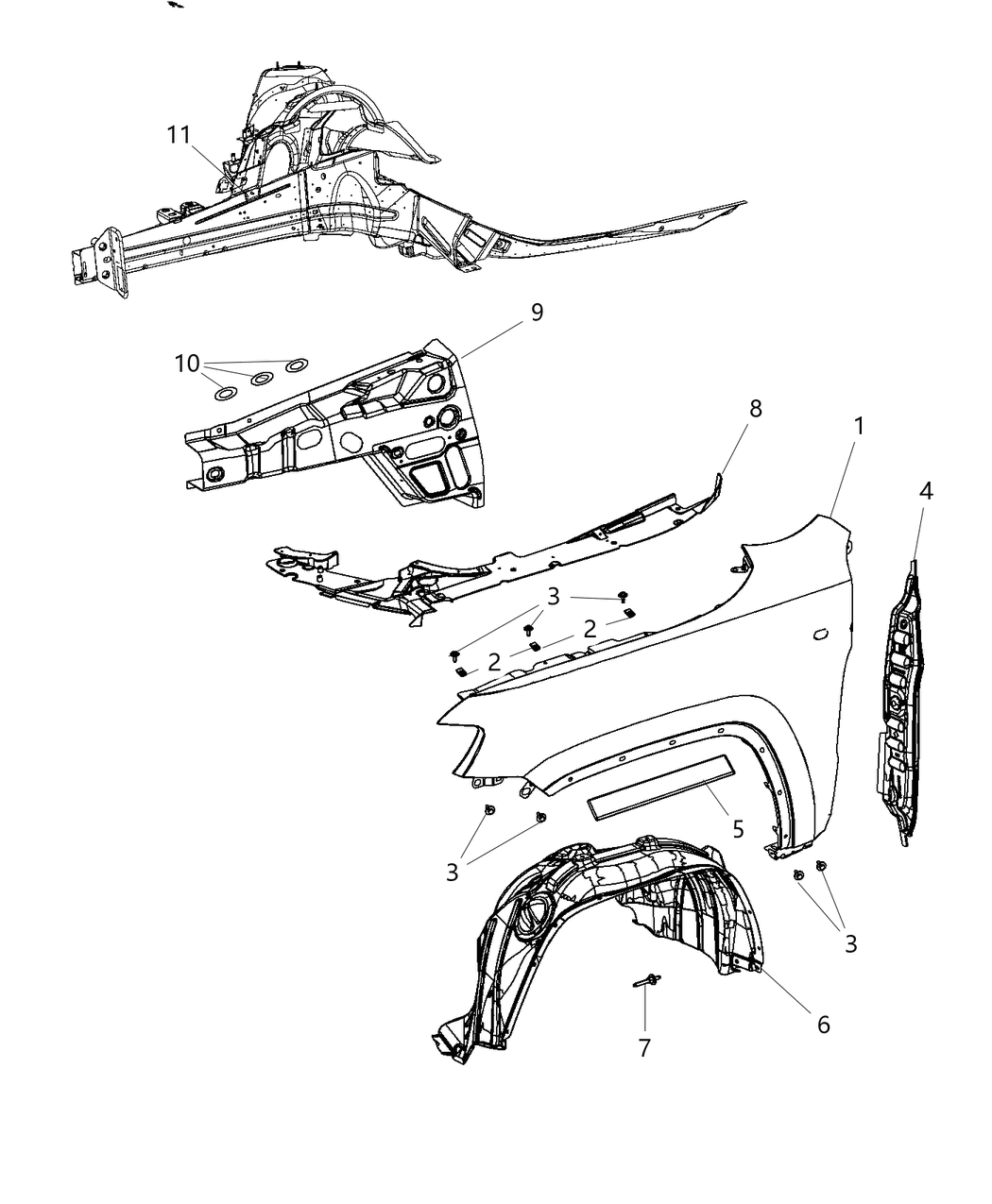 Mopar 55369419AA Bracket-Fender Mounting MIDPOINT