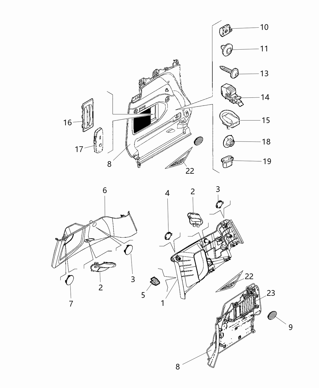 Mopar 5XU36JXWAA Plug-Quarter Trim Panel