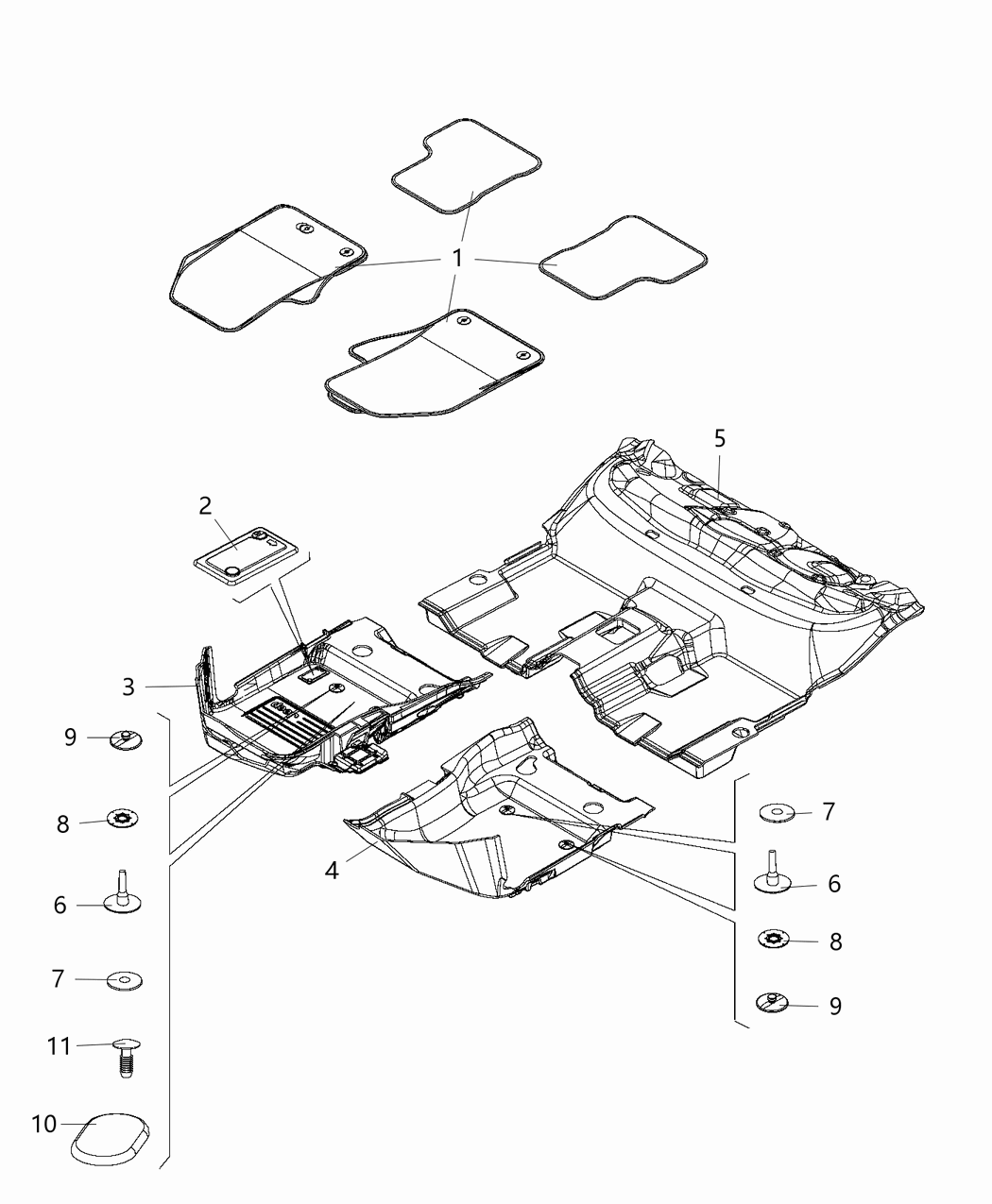 Mopar 5ZR47GTVAA Mat Kit-Floor - Complete