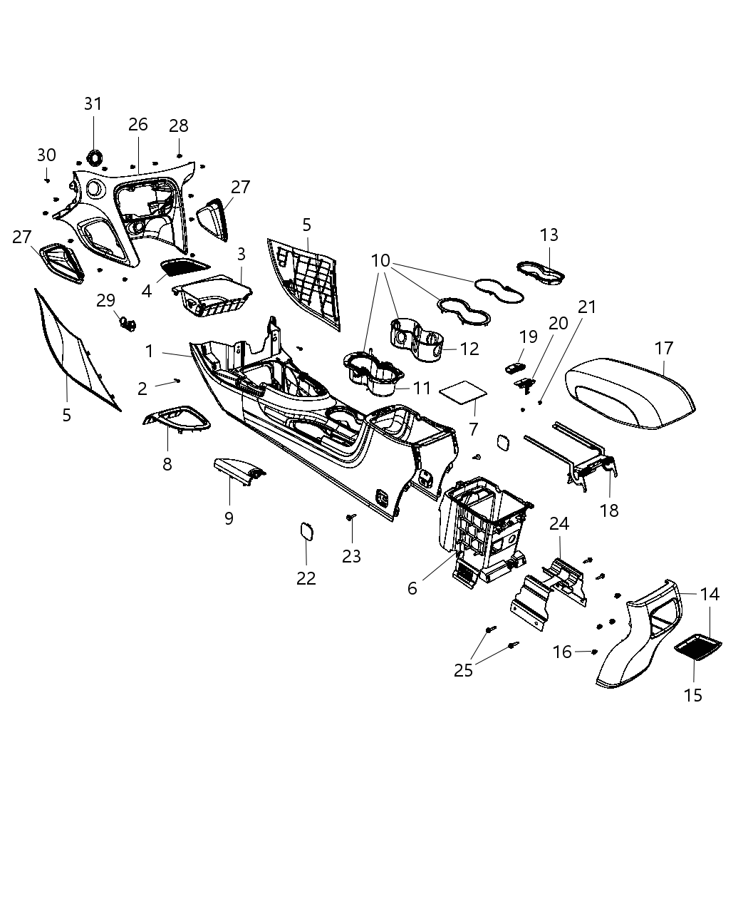 Mopar 1WH34DX9AA BOX/BIN-Floor Console