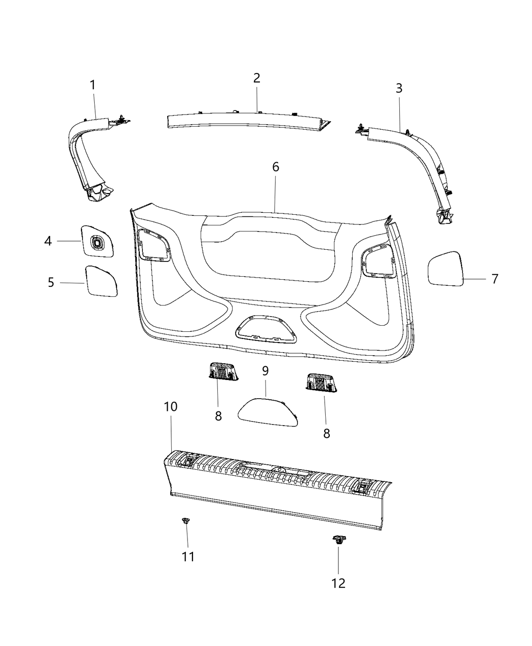 Mopar 5RJ24PD2AC Panel-LIFTGATE Trim Upper