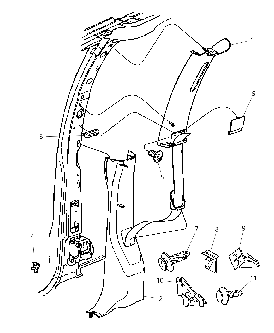 Mopar WT00BD5AB Molding-B-Pillar