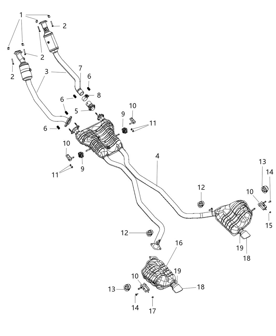 Mopar 68304916AA Exhaust Muffler And Tailpipe