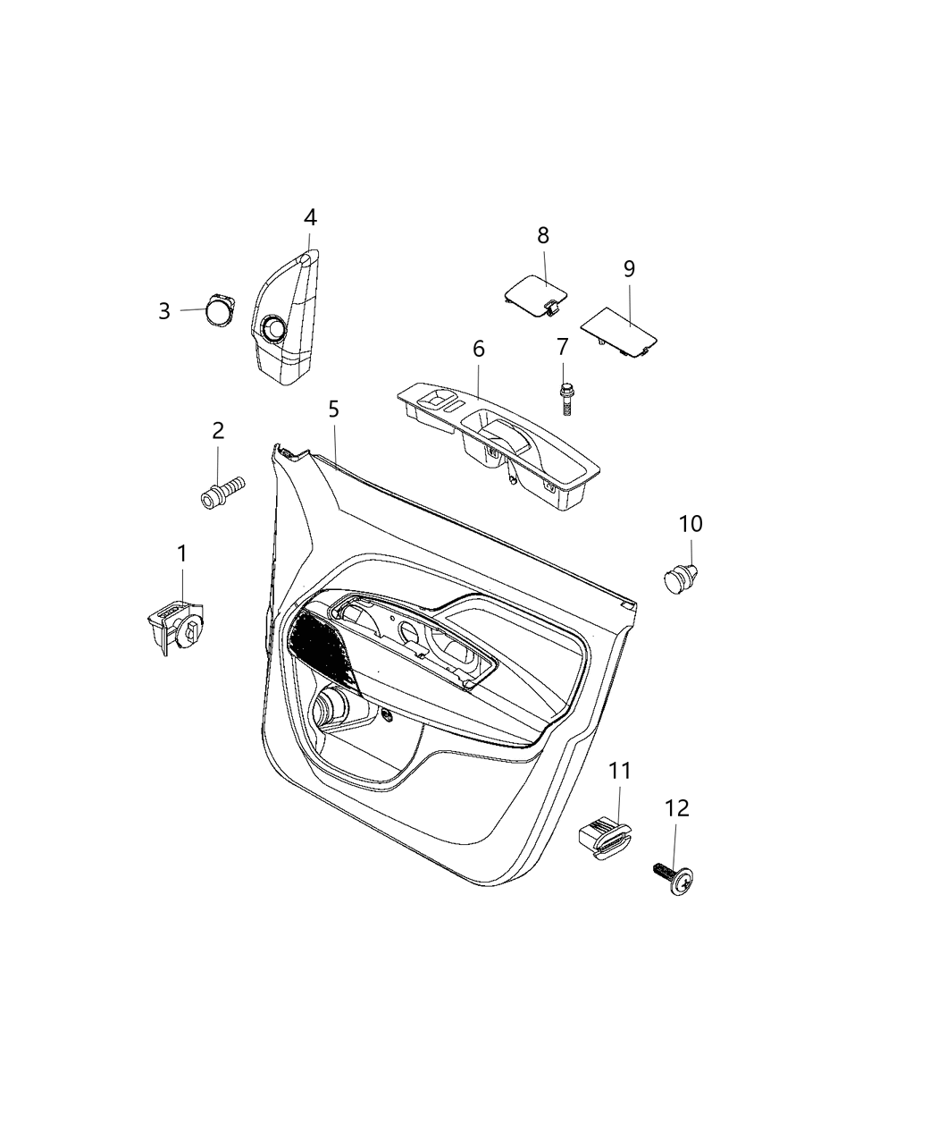 Mopar 5ZE37LXHAA Plug-Door Trim Panel