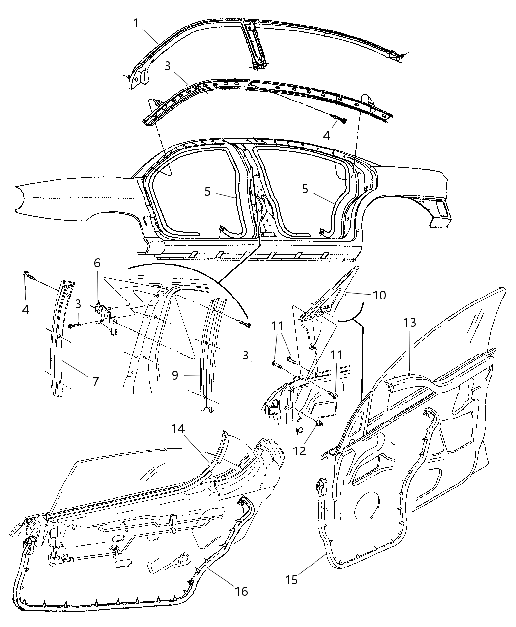 Mopar 4658988 WEATHERSTRIP Front Door Belt