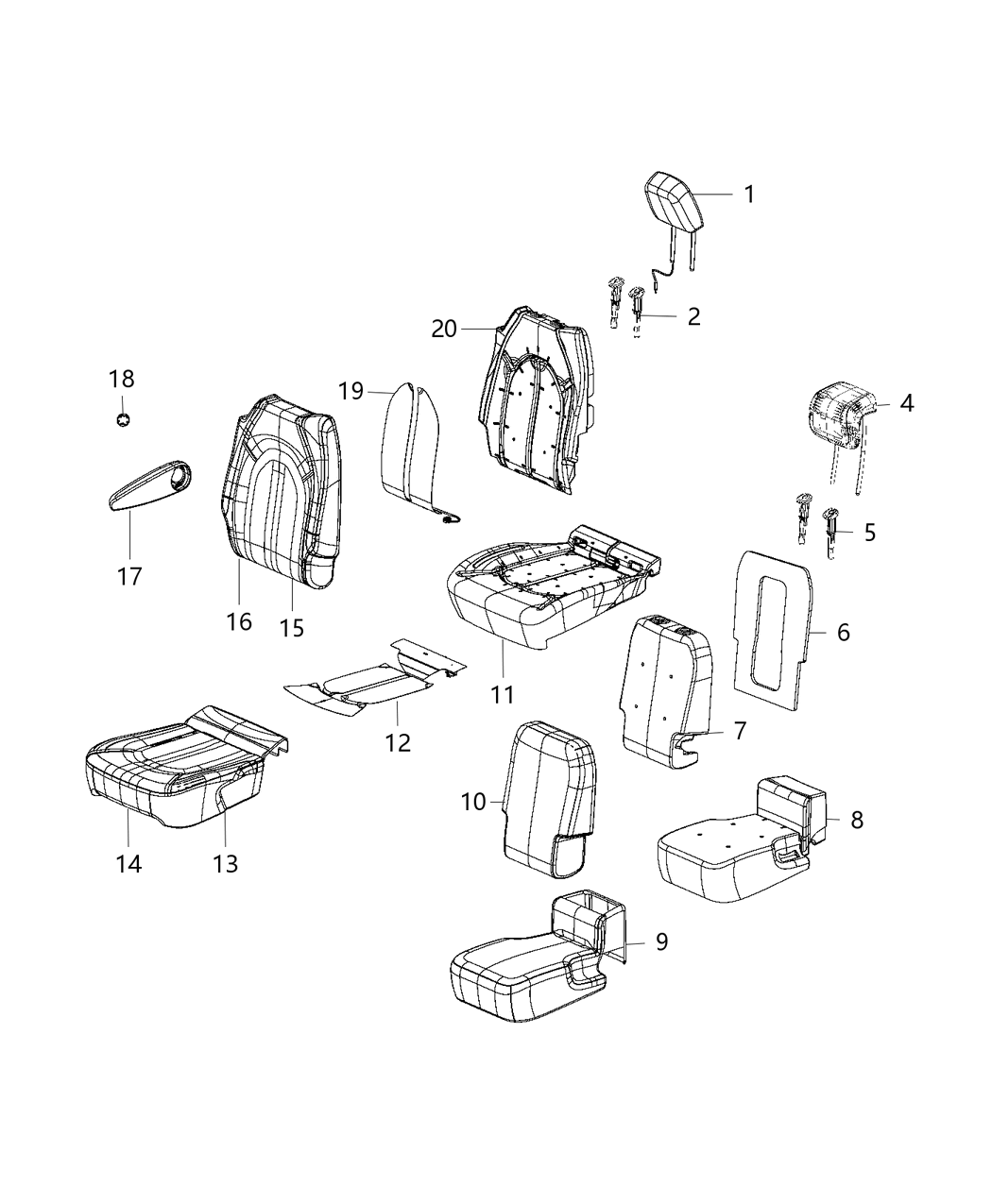 Mopar 6DG46PD2AB HEADREST-Second Row