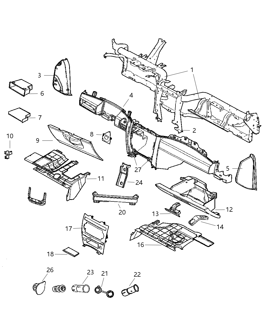 Mopar 55117034AA DAMPENER-Glove Box Door