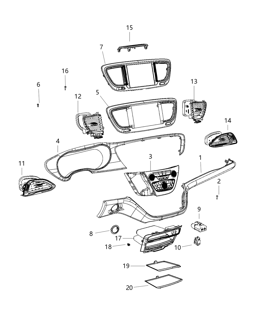 Mopar 6UX641X8AA Center Stack Control