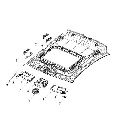 2016 Dodge Charger Console-Overhead Diagram for 5PL43DX9AB