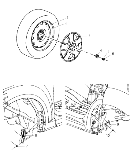 2007 Dodge Caliber Wheels & Hardware Diagram