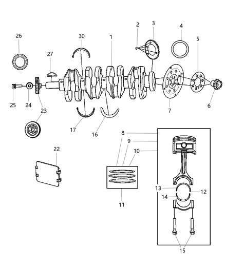 2007 Jeep Patriot Crankshaft & Pistons And Drive plate Diagram 2