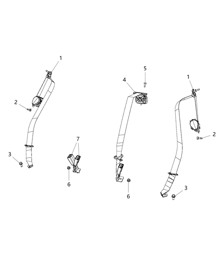 2014 Dodge Avenger Retractor Seat Belt Left Diagram for XS711L1AD