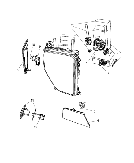 2011 Jeep Liberty Lamps, Front Diagram