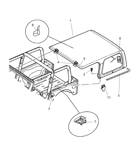 2004 Jeep Wrangler Header-Rear Header Diagram for 5JB31SWBAA