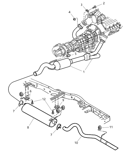 2001 Dodge Durango Catalytic Converter Diagram for 52103390AD