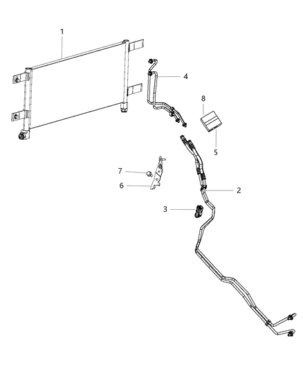 2014 Ram 3500 Cab Chassis Transmission Oil Cooler & Lines Diagram 1