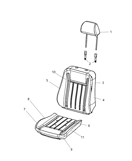 2009 Dodge Charger HEADREST-Front Diagram for 1DD021DVAA