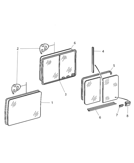 2006 Dodge Sprinter 2500 Glass-Side Cargo Door Diagram for 5134330AA