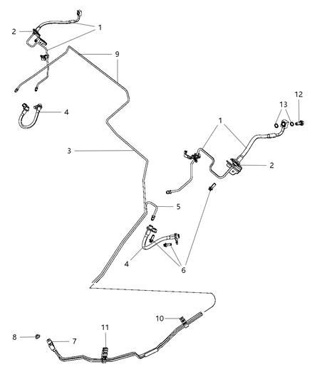 2009 Dodge Journey Brakes Tubes And Hoses, Rear Diagram