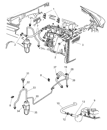 1999 Dodge Durango Plumbing - Front HEVAC Diagram