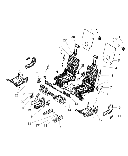 2015 Dodge Durango Second Row - Adjusters, Recliners And Shields Diagram 1