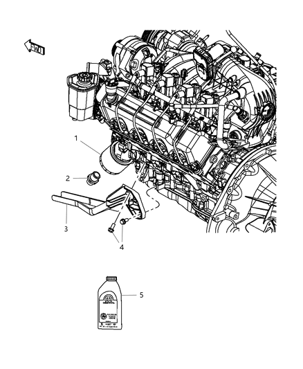 2011 Ram 1500 Engine Oil , Engine Oil Filter , Adapter And Splash Guard Diagram 1