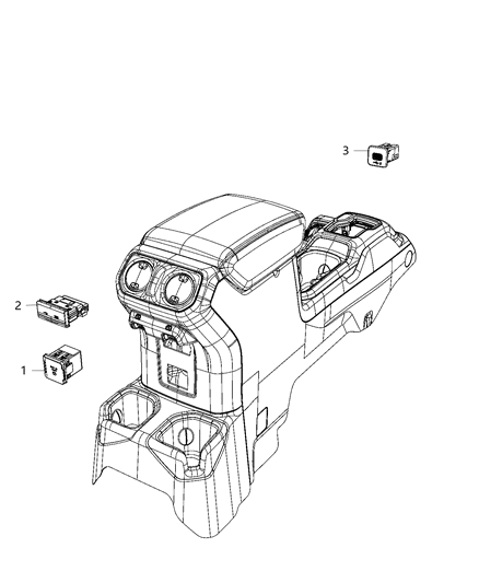 2020 Jeep Wrangler U Connect Media & Charging Center Diagram 1