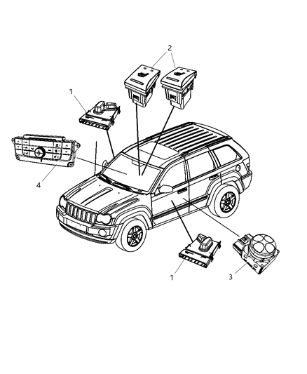 2011 Jeep Grand Cherokee Switches - Seats Diagram