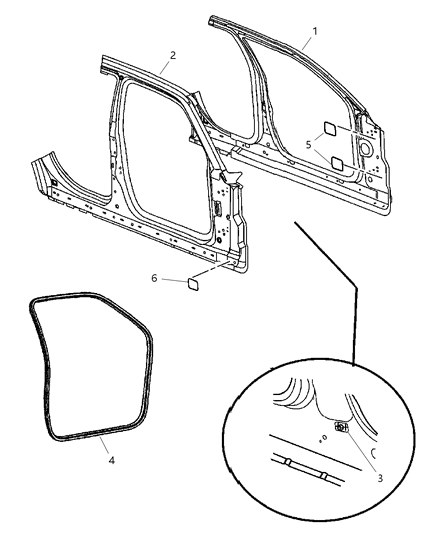 2006 Dodge Magnum Panel-Body Side Aperture Front Diagram for 5139146AI