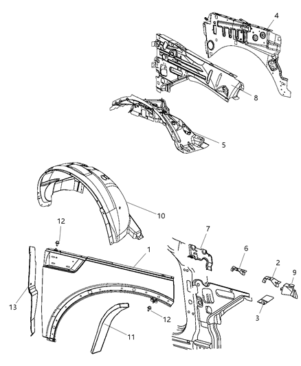 2011 Dodge Nitro Shield-Front Inner Diagram for 55176859AQ