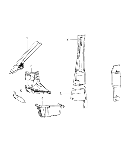 2016 Ram ProMaster 2500 Interior Moldings And Pillars Diagram