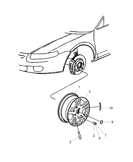 2002 Dodge Grand Caravan Wheel-Alloy Diagram for 4743654AA