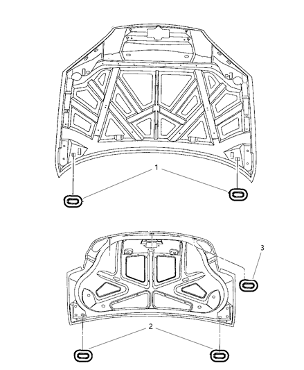 2003 Dodge Intrepid Plugs - Hood & Deck Lid Diagram