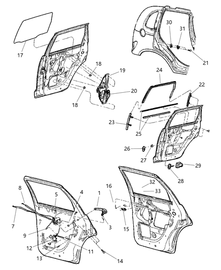 2002 Chrysler PT Cruiser Window Regulator Motor Diagram for 5017815AB