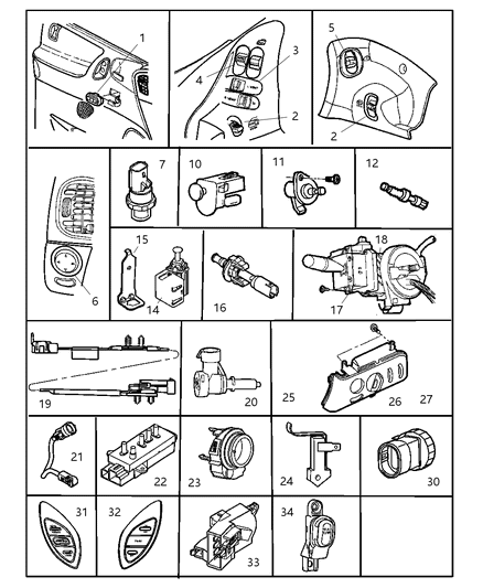 2000 Chrysler Voyager Switch-Rear Blower Diagram for 4874515