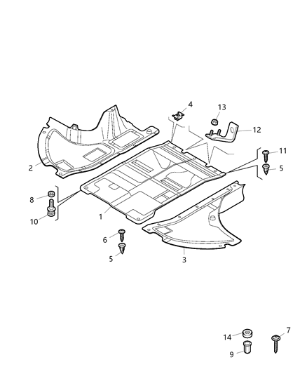 2019 Ram ProMaster 3500 Underbody Shields Diagram