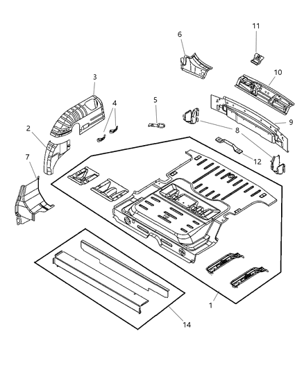 2006 Chrysler PT Cruiser Floor Pan - Rear Diagram