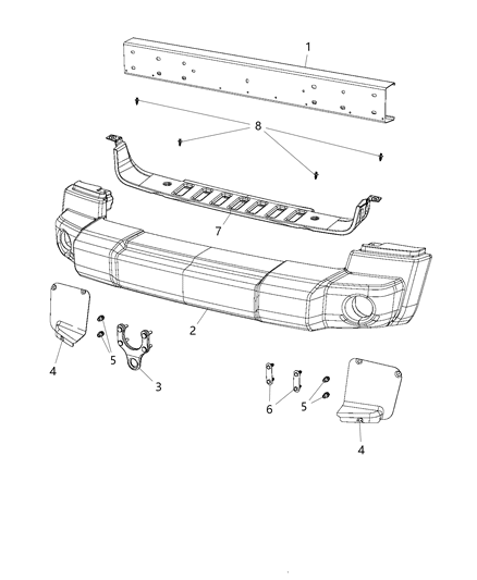 2018 Jeep Wrangler JK (Previous-generation) Bumper Diagram 2