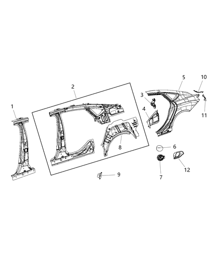 2017 Chrysler 200 Panel-TAILLAMP Mounting Diagram for 68199968AD