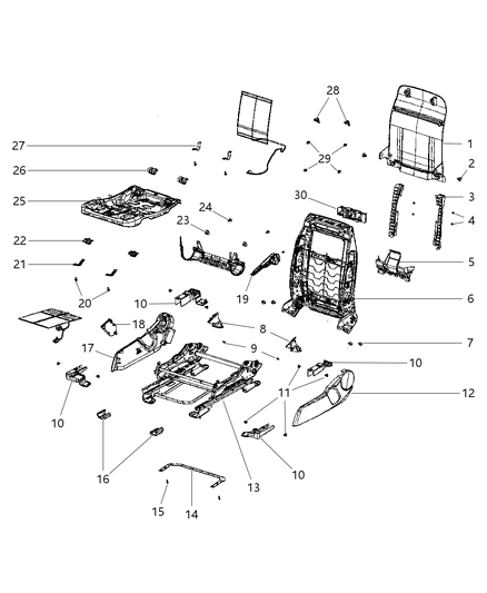 2012 Dodge Caliber Frame-Front Seat Back Diagram for 68065748AA