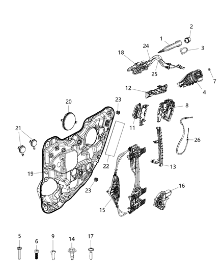 2021 Jeep Cherokee Rear Door Window Regulator Motor Diagram for 68079285AB