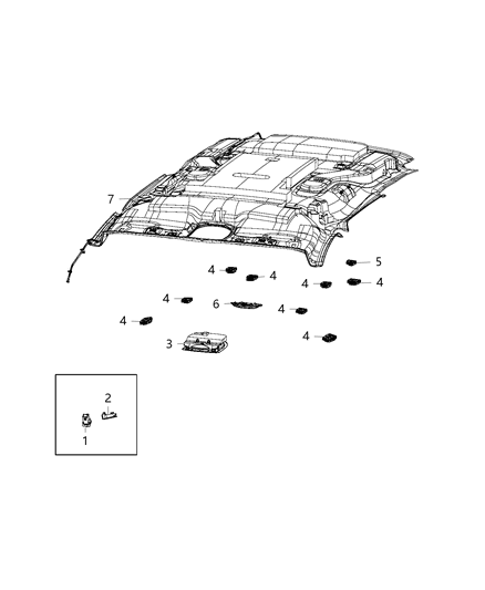 2018 Chrysler Pacifica Lamps, Headliner Interior Diagram