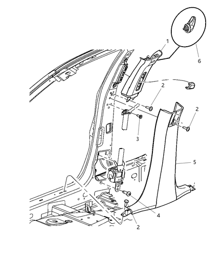 2010 Chrysler 300 Interior Moldings And Pillars - B Pillar Diagram