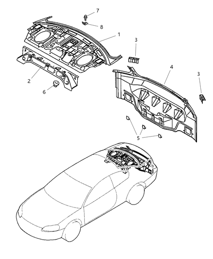 2005 Chrysler Sebring Bracket-Rear Bumper Diagram for MR954959