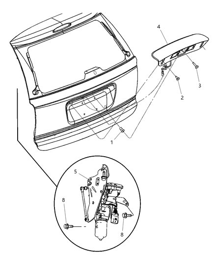 2001 Chrysler Town & Country Liftgate Panel Attaching Parts Diagram 2